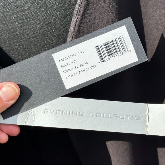 Halston Heritage Dress 10 V-Neck Cocktail Cape Black Event Formal New Year Party - Picture 12 of 15